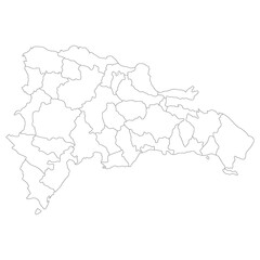 Dominican Republic map. Map of Dominican Republic in administrative provinces in white color