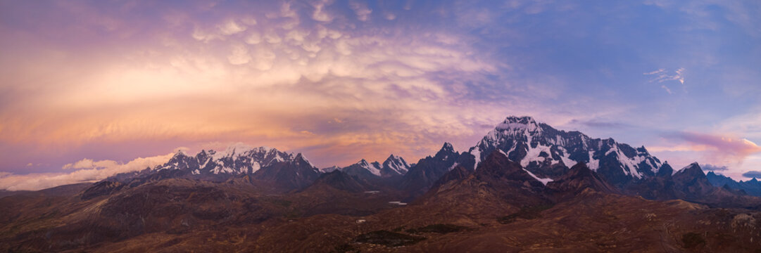 Epic Andes landscape and dramatic clouds