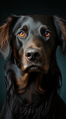 Black dog with enchanting hazel eyes portrait