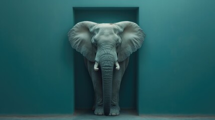 Elephant animal front old temple. Created with generative AI. - obrazy, fototapety, plakaty