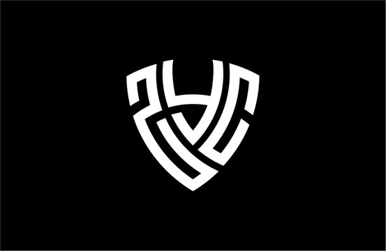 ZYC creative letter shield logo design vector icon illustration