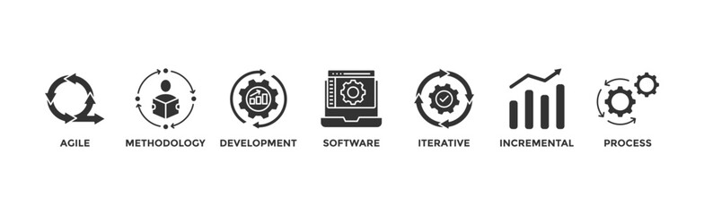 Scrum development banner web icon vector illustration concept with icon of agile, methodology, development, software, iterative, incremental and process