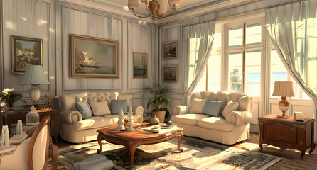 Fototapeta premium french provincial living room