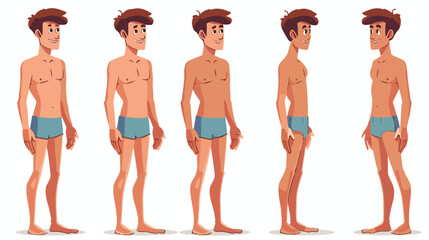 Male figure character in short swimsuit isolated on