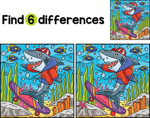Shark Skateboarding Find The Differences
