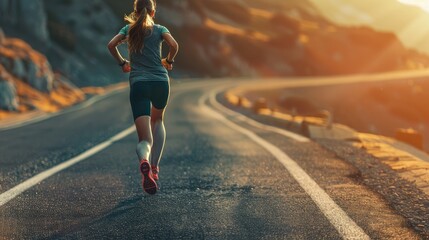 Image of a young female runner running at full speed.