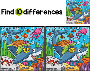Shark and Turtle Find The Differences
