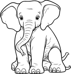 Handdrawn elephant outline drawing