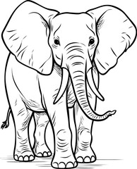 Handdrawn elephant outline drawing