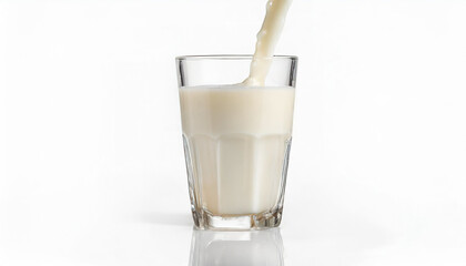 Milk being poured, almond milk, glass, white, close-up - obrazy, fototapety, plakaty