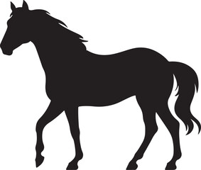 Horse Silhouette Vector Illustration White Background