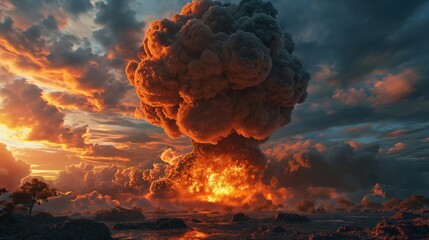 The End of the World Apocalyptic, epic scene. Created with Generative AI. - obrazy, fototapety, plakaty
