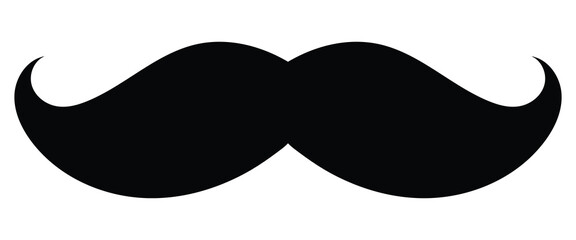 Vector icon of Italian mustache. Vintage retro hipster moustache curly. Black silhouette. Symbol of Father's Day, sign for Barber Shop logo.