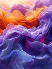 Foto op Plexiglas Abstract colorful fabric waves resembling landscape © Vodkaz