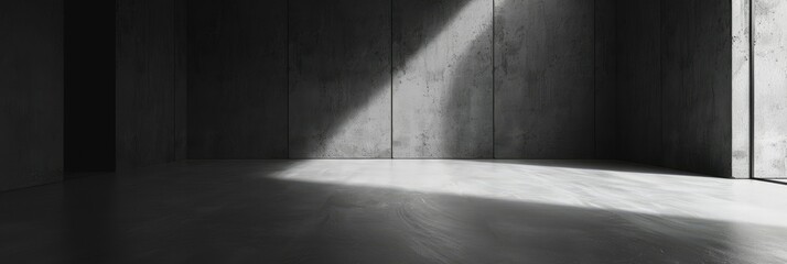 Minimalistic concrete room with sunlight - The play of light and shadows in a minimalist concrete room evokes a tranquil and serene abstract concept