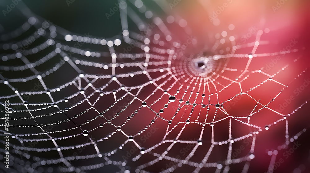 Wall mural the intricate pattern of a spider web symbolizes networking technology
