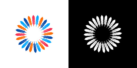 Colorful feather circle logo vector illustration © svsetyo
