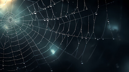 The intricate pattern of a spider web symbolizes networking technology