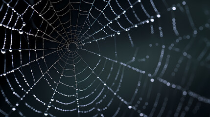 Naklejka premium The intricate pattern of a spider web symbolizes networking technology