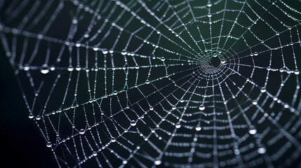 Obraz premium The intricate pattern of a spider web symbolizes networking technology