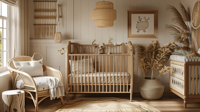 A baby product mockup arranged in a nursery room