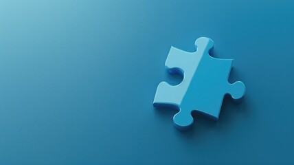 A single blue puzzle piece stands out on a blue background