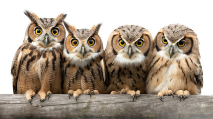 Wise Watchers Perched on Transparent Background