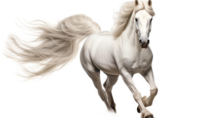 Obraz na płótnie Canvas White Horse's Flowing Beauty on Transparent Background