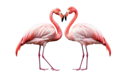 Fotobehang Pair of Standing Flamingos on Transparent Background © Khaqan
