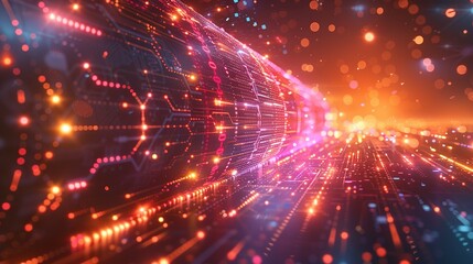 Naklejka premium Modern technological design. Abstract high-tech background with arrows and glowing lines. Vector illustration for a banner or presentation on the theme of technology, science, and medicine