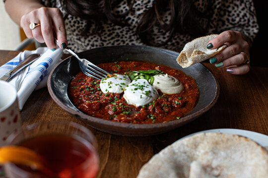 Poached Eggs in Spicy Marinara Sauce
