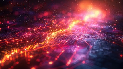 Obraz premium Modern technological design. Abstract high-tech background with arrows and glowing lines. Vector illustration for a banner or presentation on the theme of technology, science, and medicine