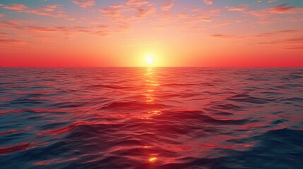 Photo of red sunset over blue sea
