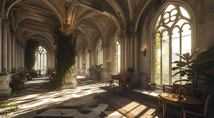 interior of a medieval church, Generative AI