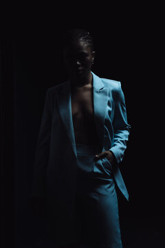 a bright girl on a dark background 