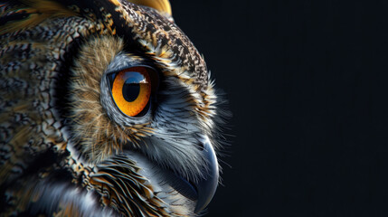 Close up of the owl face and right eye