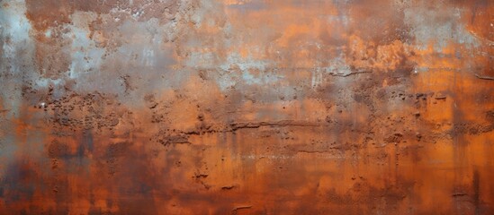 A rusty metal wall adorned with a captivating zinc texture stands out against a brown and white background, creating an intriguing contrast of textures and colors.