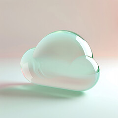 3D cloud protection icon, glass texture business information data concept