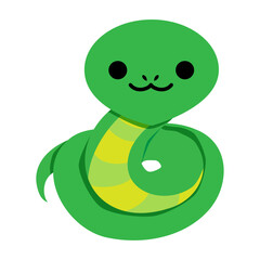年賀状　巳年のかわいいヘビがとぐろを巻くイラスト