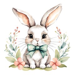 Obraz na płótnie Canvas Illustration of a cute and whimsical Bunny clipart, suitable for children s books, Easter-themed designs, or any project that calls for a sprinkle of joy