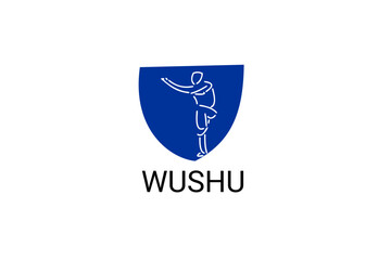 wushu sport vector line icon. sportman, fighting stance. sport pictogram illustration.