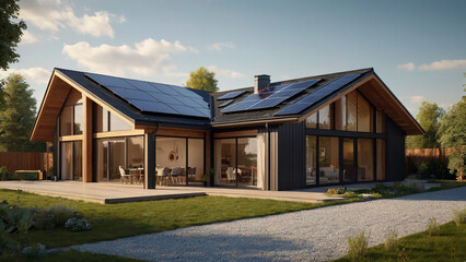 Fototapeta na wymiar New modern eco friendly house.