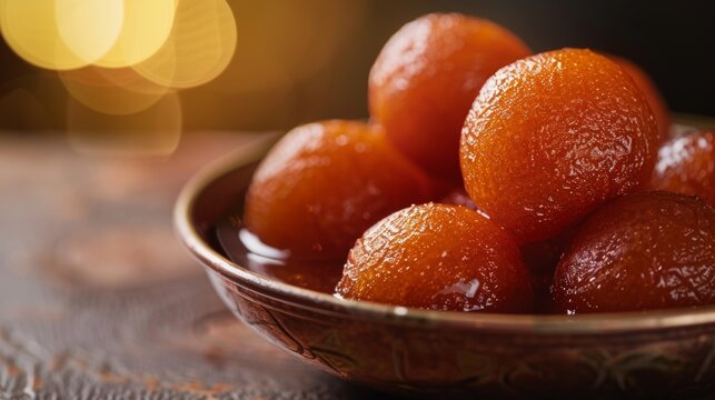 Gulab Jamun: Deep-fried dough balls soaked in a rose-flavored syrup.Ramadan Desserts.