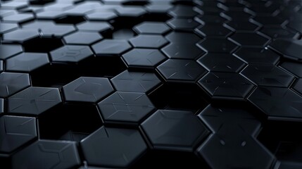 Abstract black technology hexagonal background, Black Hexagonal 3D Tech Pattern