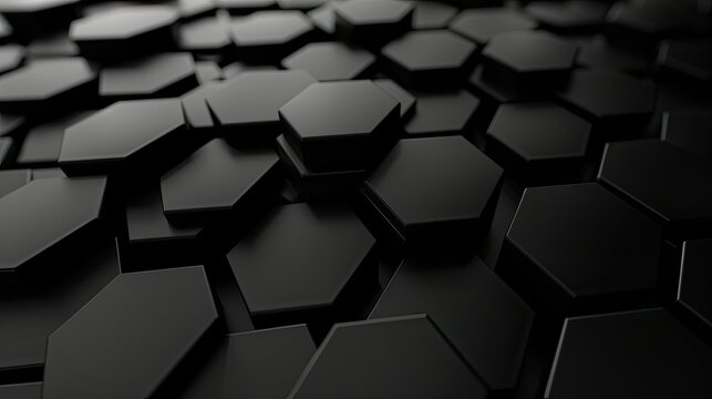 Abstract black technology hexagonal background, Dynamic 3D Hexagon Geometric Concept