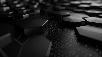 Abstract black technology hexagonal background, Dynamic Black Hexagon Technology Art