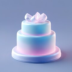 Glossy stylized glass icon of cake, dessert, food
