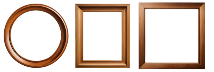 set of rectangular, round and square wooden frames