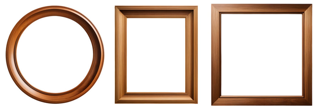 set of rectangular, round and square wooden frames