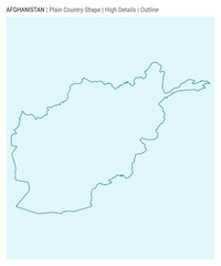 Afghanistan plain country map. High details. Outline style. Shape of Afghanistan. Vector illustration.